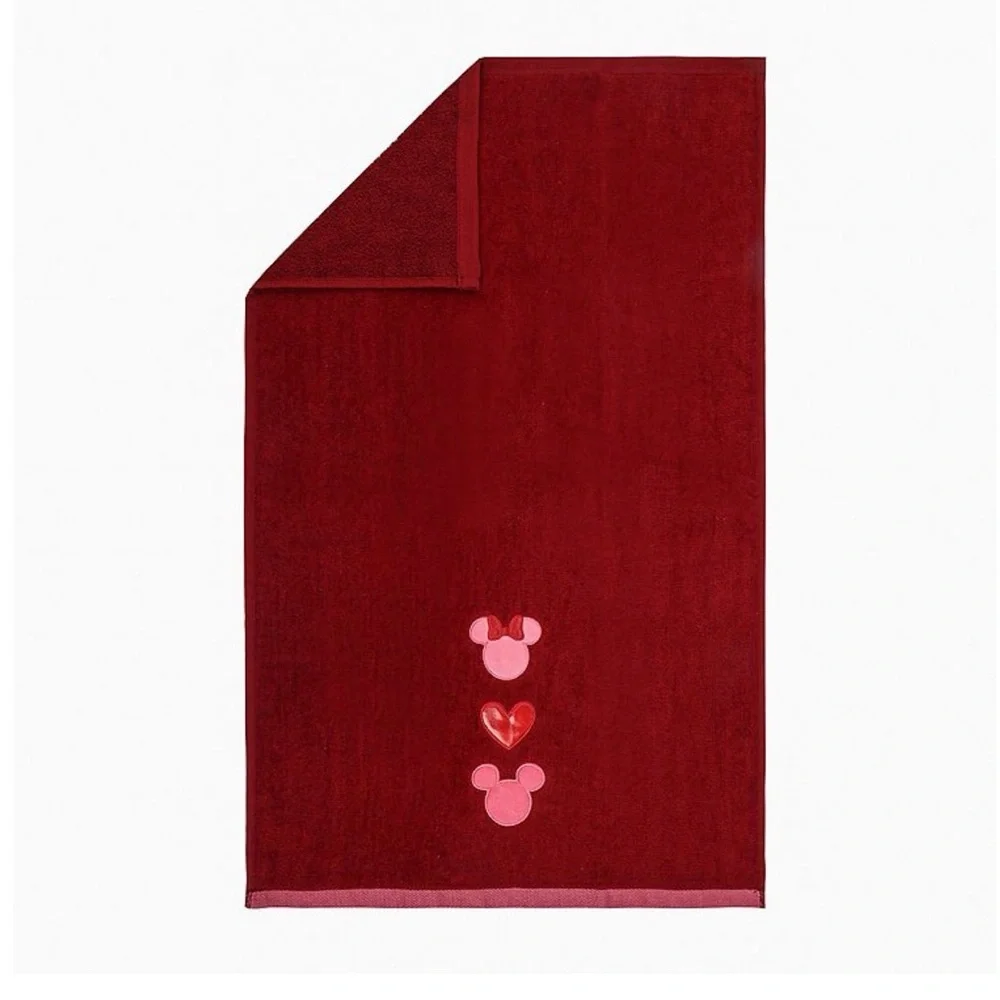 Disney’s Minnie & Mickey Mouse Love Design Red Hand Towels Set of 2pc. NWT